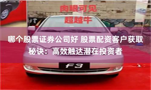 哪个股票证券公司好 股票配资客户获取秘诀：高效触达潜在投资者