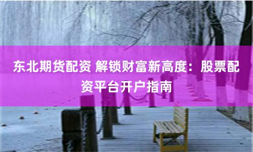 东北期货配资 解锁财富新高度：股票配资平台开户指南